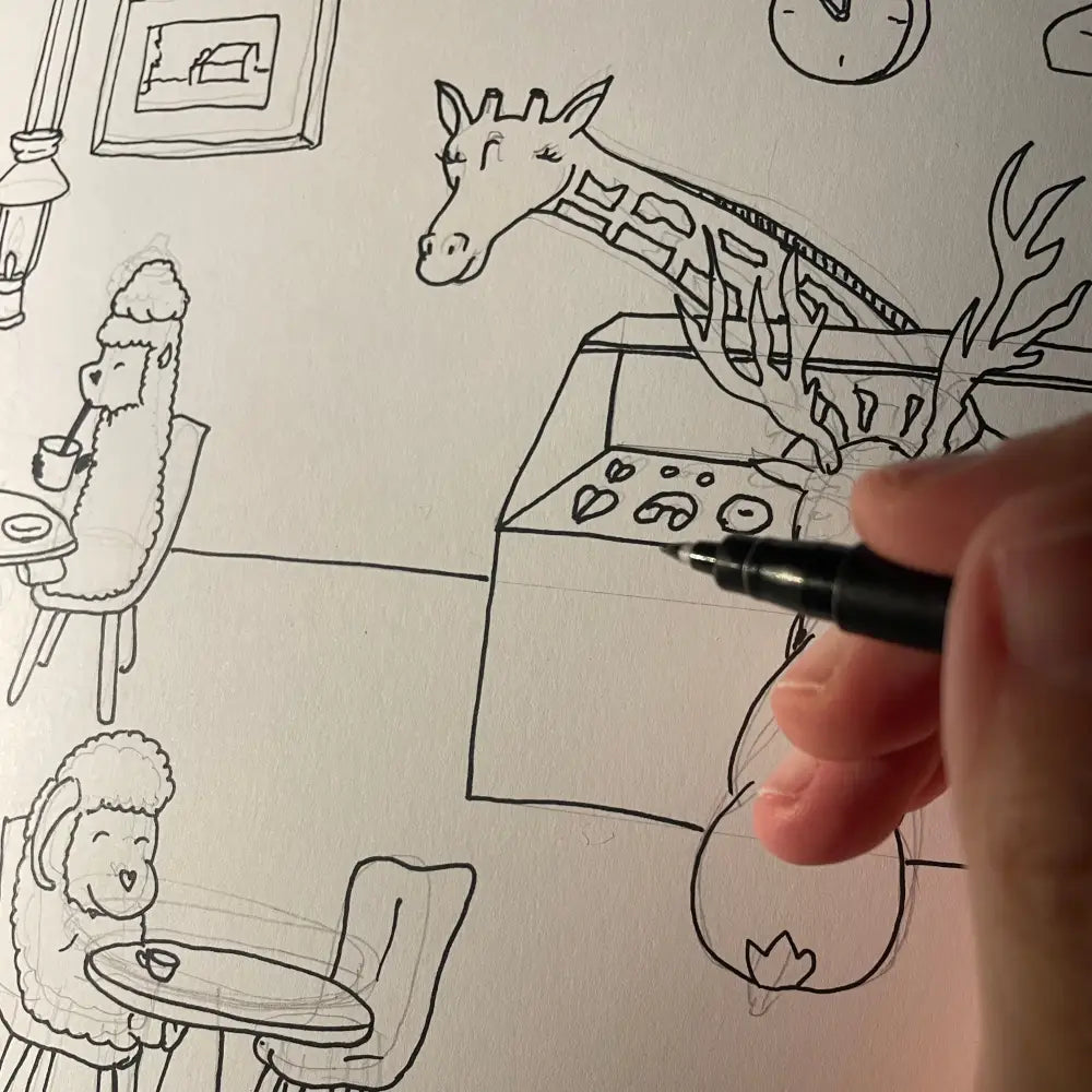 Disegno Da Colorare - Nella In Un Cafè Con Gli Amici