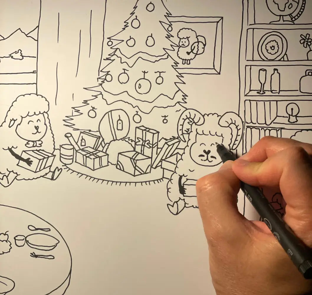 Disegno Da Colorare - La Mattina Di Natale Con Mamma E Papà