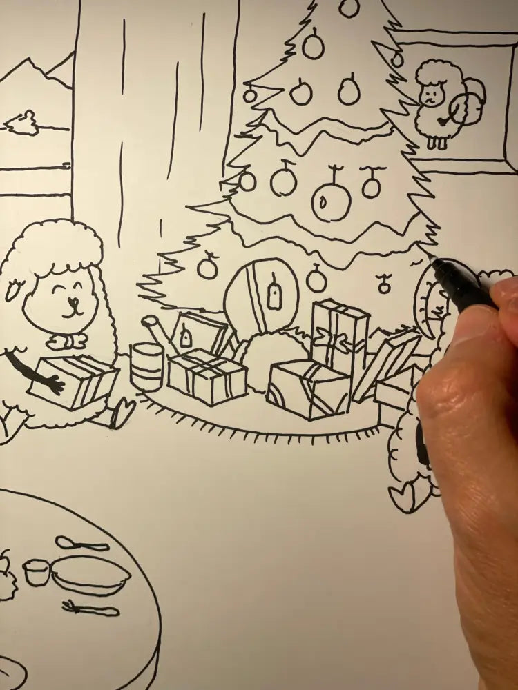 Disegno Da Colorare - La Mattina Di Natale Con Mamma E Papà