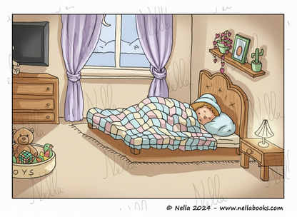 Disegno da colorare - Nella che dorme nella sua cameretta