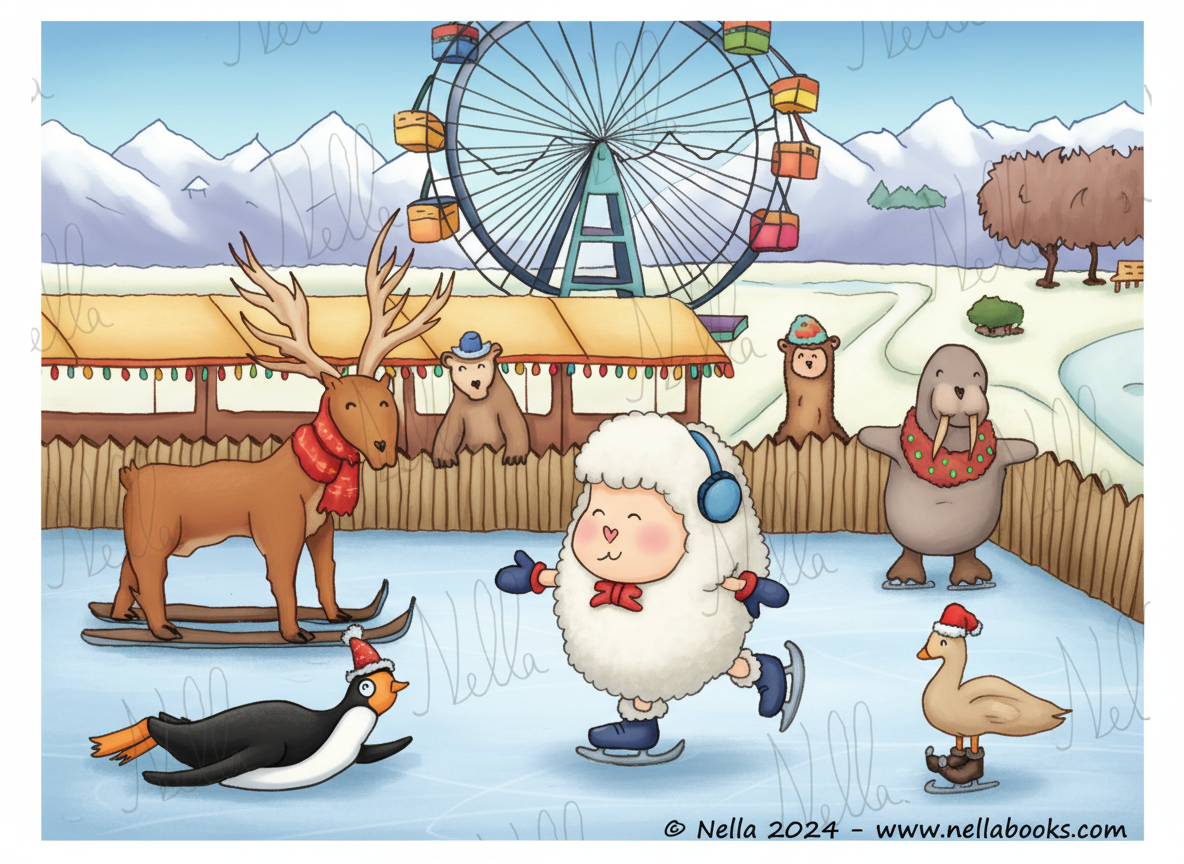 Disegno da colorare - Nella e la sua prima volta sul ghiaccio