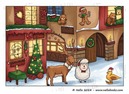 Disegno da colorare - Nella e Stella tra i mercatini di Natale