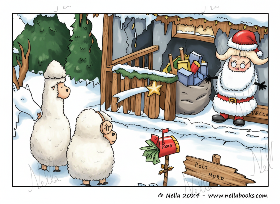 Disegno da colorare - Nella incontra Babbo Natale