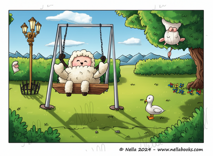 Disegno da colorare - Nella sull'altalena